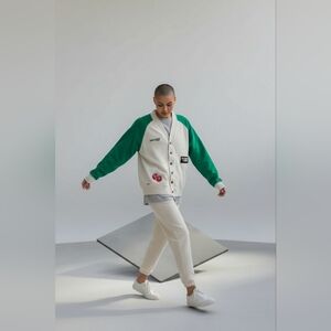 Dinner Service NY Logo Unisex Embroidered Cardigan Size Sm Oversized